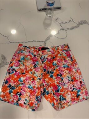 J. Crew Bright Floral Cotton-Blend Shorts in Orange, Pink, Teal